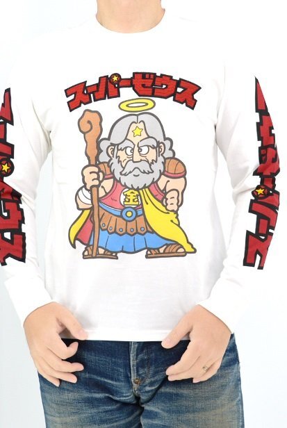ビックリマン長袖Tシャツ「スーパーゼウス」◆サクラスタイルセレクション オフホワイトLサイズ BKM-2509 ロングTシャツ拍卖