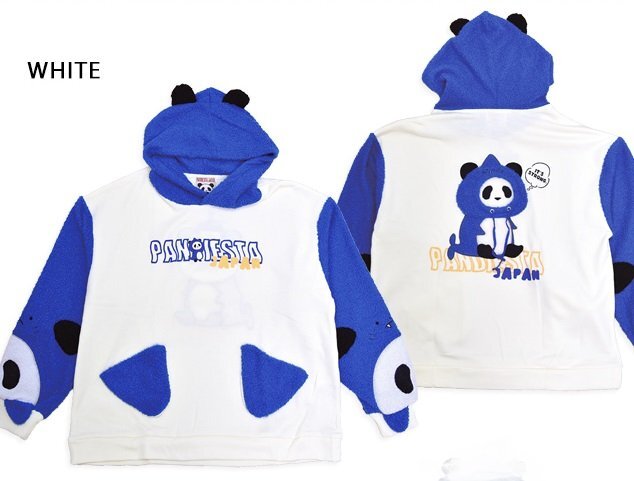 シャークパンダ袖BIGプルパーカー◆PANDIESTA JAPAN ホワイトXLサイズ 575750 パンディエスタジャパン 鮫 シャーク ゆったりめ ユニセック拍卖