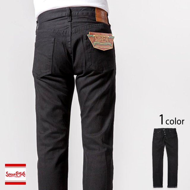 13ozブラックデニム TYPE-III スリムフィットジーンズ・ワンウォッシュ◆SUGER CANE ブラック33inch 33インチ SC41470 シュガーケーン拍卖