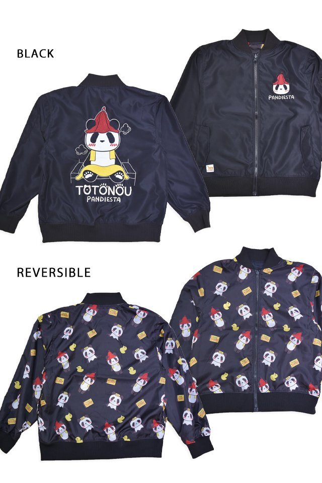 TOTONOUパンダ リバーシブルMA-1ミリタリージャケット◆PANDIESTA JAPAN ブラックLサイズ 575202 パンディエスタジャパン フライト サウナ拍卖