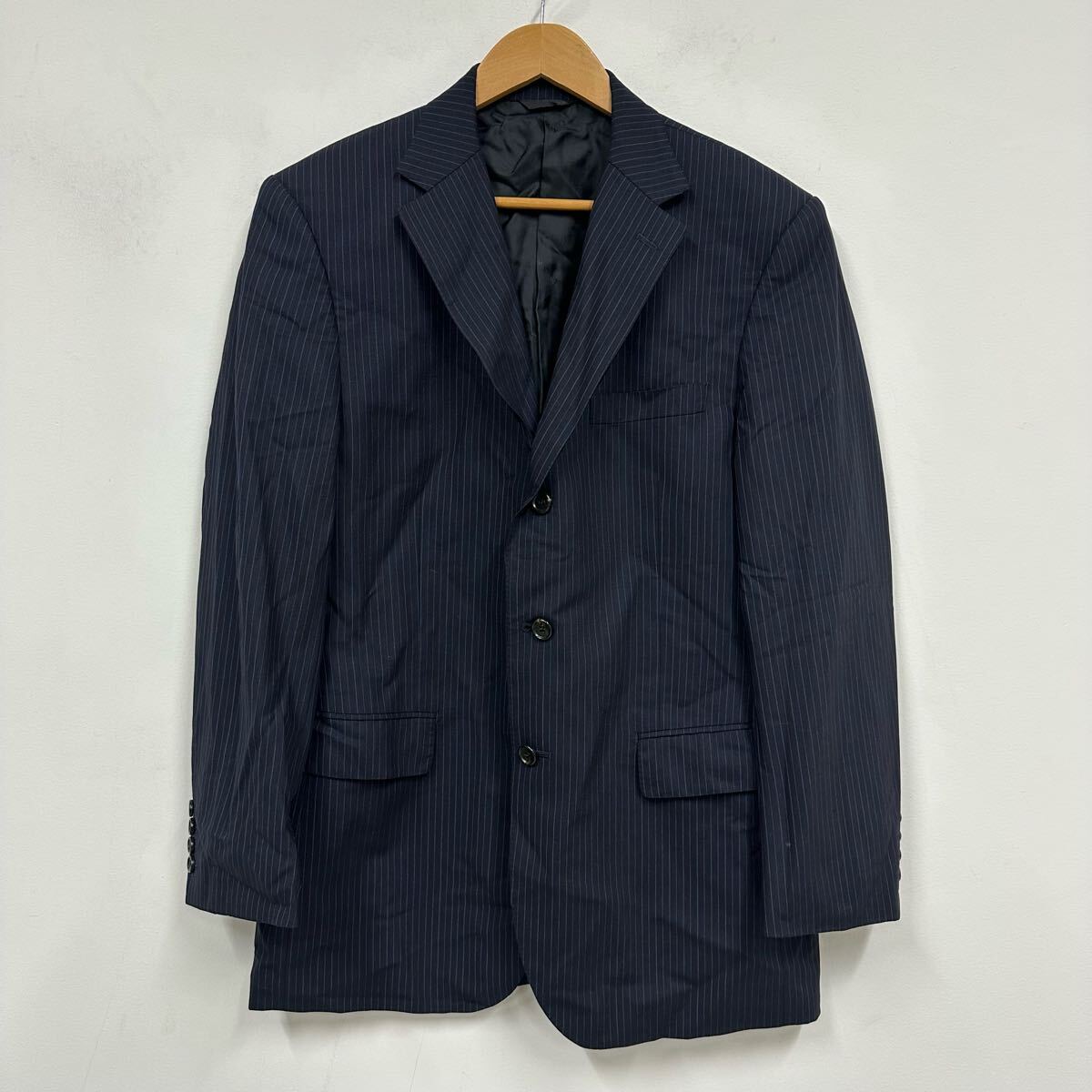 D'URBAN ダーバン シングルジャケット 3B ネイビー ストライプ柄 ロロ・ピアーナ LoroPiana サイズAB7 メンズ a862拍卖