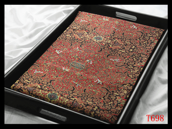 蔵【T698】西陣逸品 花鳥古典紋 紅海老茶色芥子色 気品豊かに 正絹高級美術名古屋帯 ◇検◇簪着物袋帯和装小物帯締め拍卖