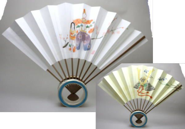 茶道具 飾扇子 飾り扇子 立雛と兜の絵 リバーシブル 尺一 茶道拍卖