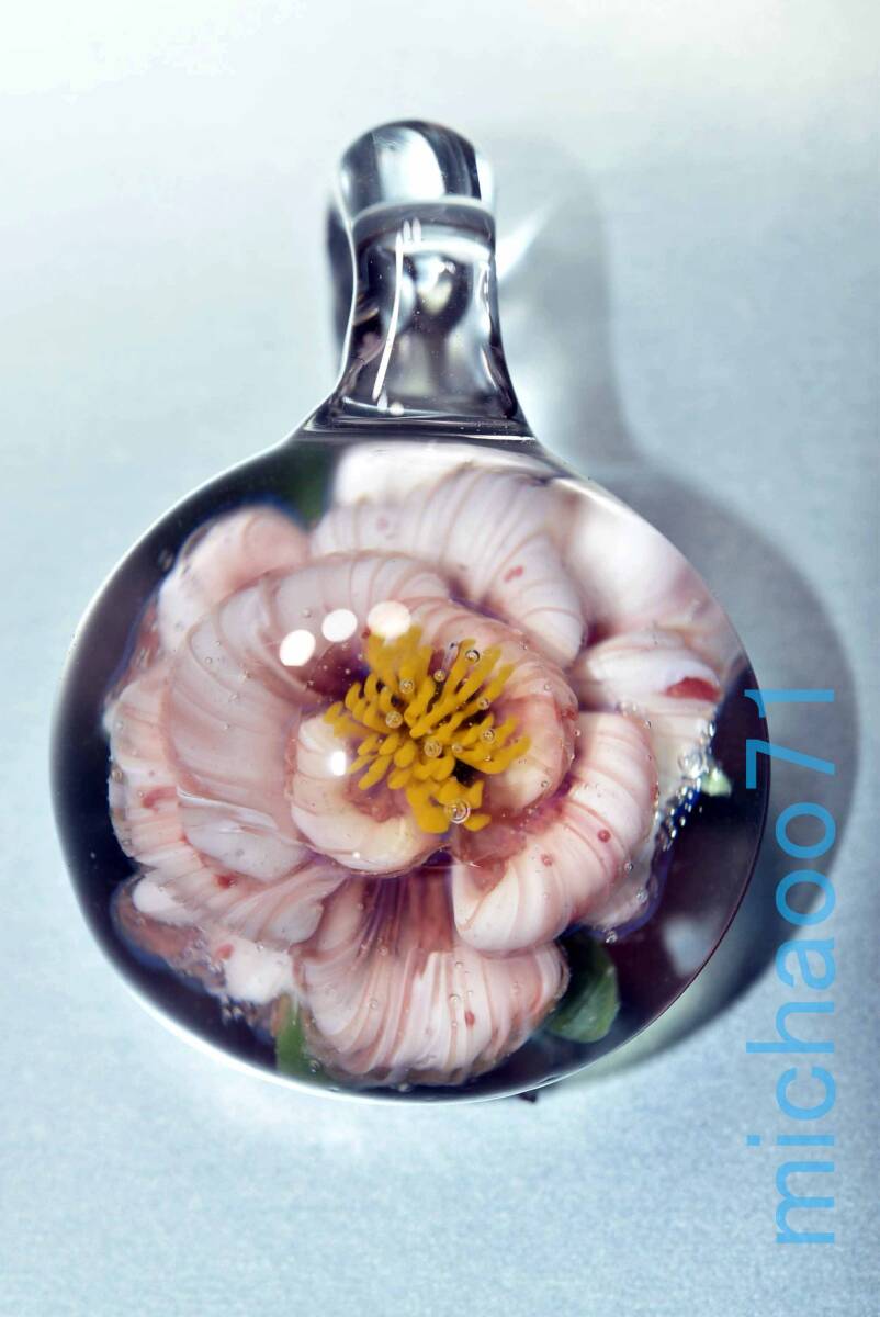 花 3D FLOWER ガラスのペンダントトップ (12079-P21)創作1点物 フラワー グラスペンダント ガラスの中に咲いた花 拍卖