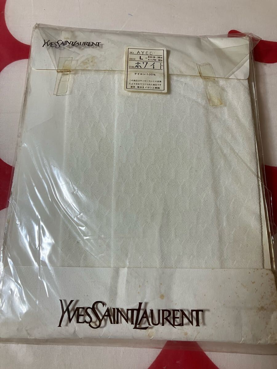 袋破れ Yves Saint Laurent panty stocking サンローラン L パンティストッキング ホワイト 白 パンスト 厚木 ysl デザイン 柄 編み 網 拍卖