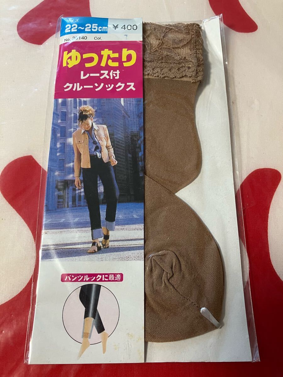 ゆったり レース付 クルーソックス パンツルックに最適 吸汗加工 静電防止 crew socks 靴下 22-25cm 7拍卖