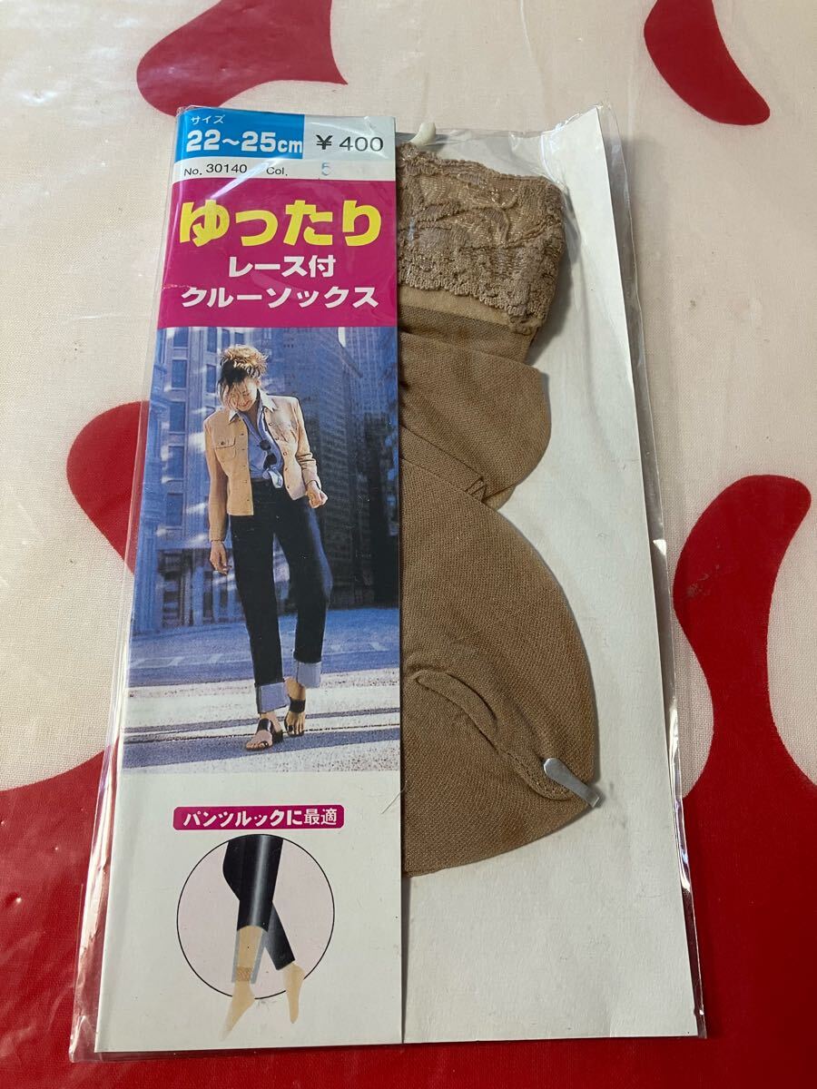 ゆったり レース付 クルーソックス パンツルックに最適 吸汗加工 静電防止 crew socks 靴下 22-25cm 5拍卖
