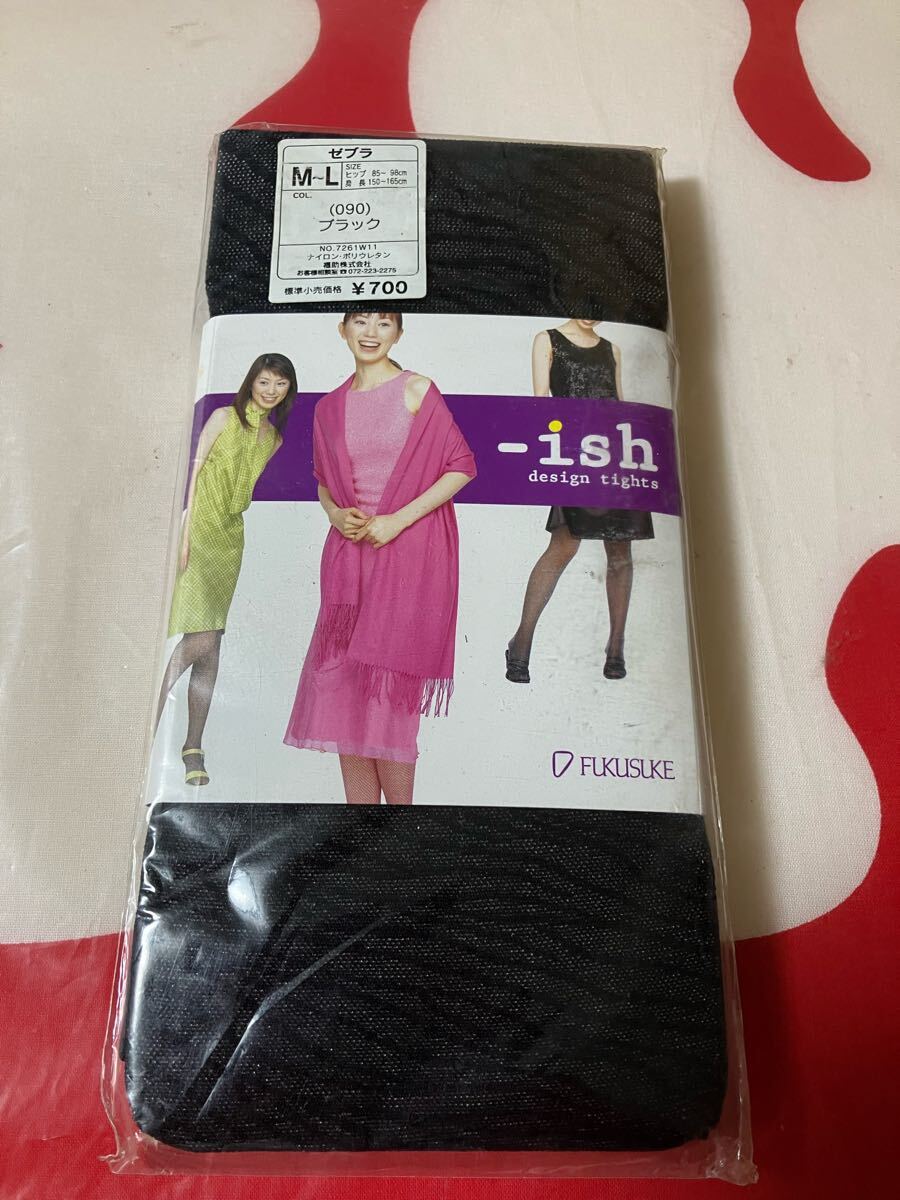 fukusuke -ish design tights ゼブラ ブラック 福助 デザイン 柄 タイツ アニマル 黒 拍卖