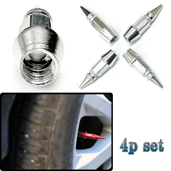 タイヤ エアーバルブキャップ 同色4個セット エア バルブ キャップ アルミ 製 車 カー バイク 【Mサイズ】 シルバー 送料無料拍卖