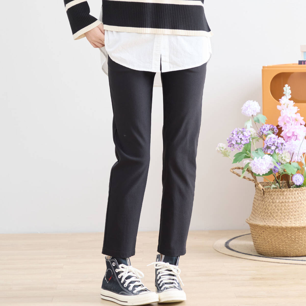 ★ストレッチストレートパンツ 黒 L~LL拍卖