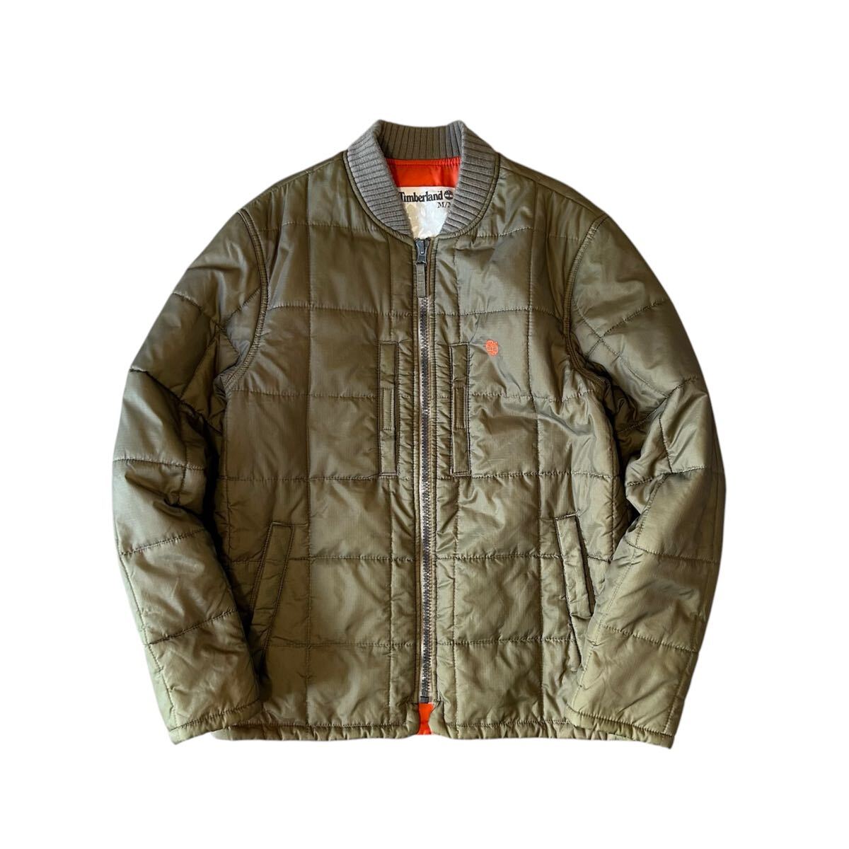 00’s Timberland ティンバーランド キルティングジャケット Mサイズ カーキ 中綿 スクエアキルト アウター ライナー ‘09 ロゴ 刺繍 拍卖
