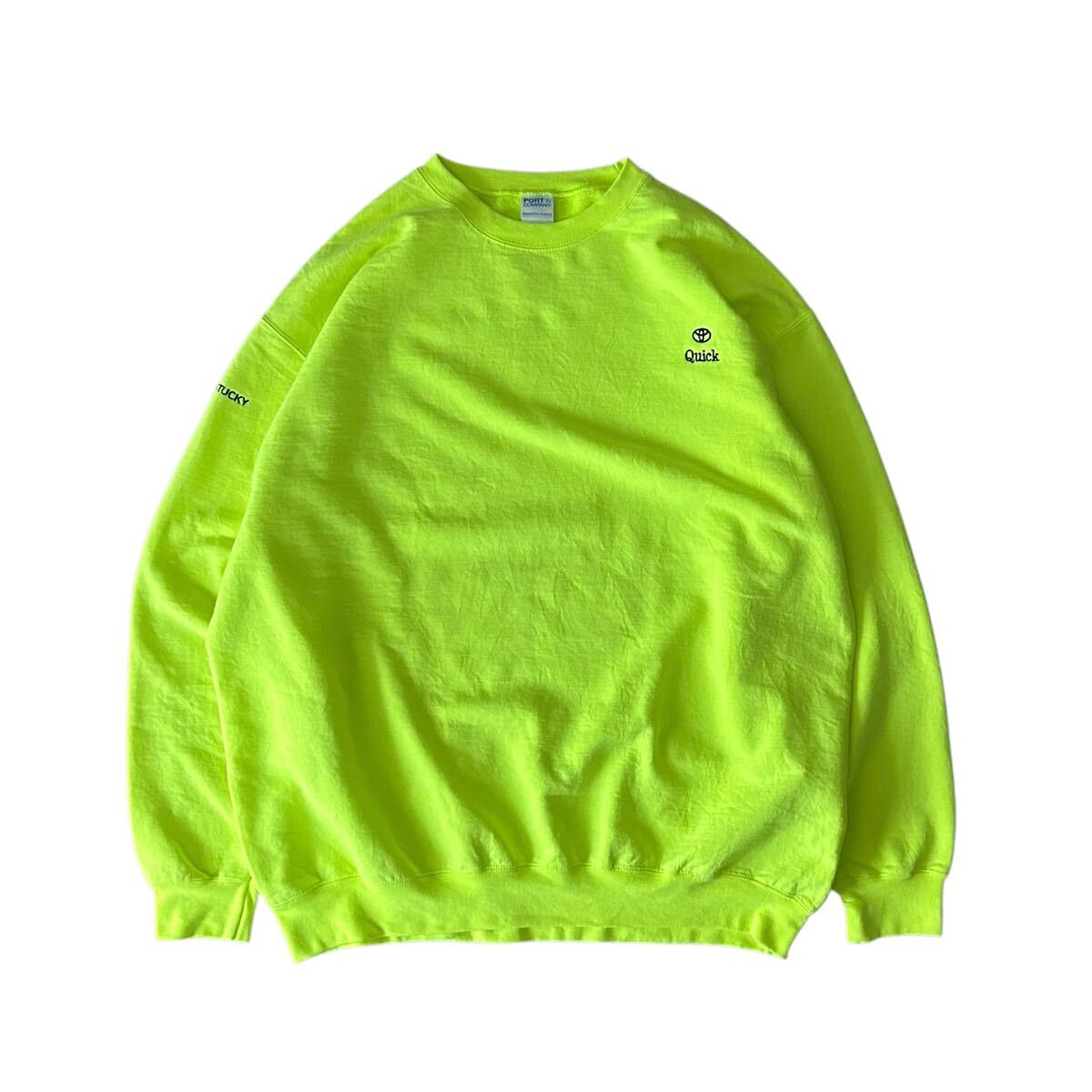 PORT & COMPANY スウェット トレーナー TOYOTA トヨタ XXL サイズ 蛍光イエロー 企業刺繍 車 クルーネック チームケンタッキー 袖 刺繍拍卖