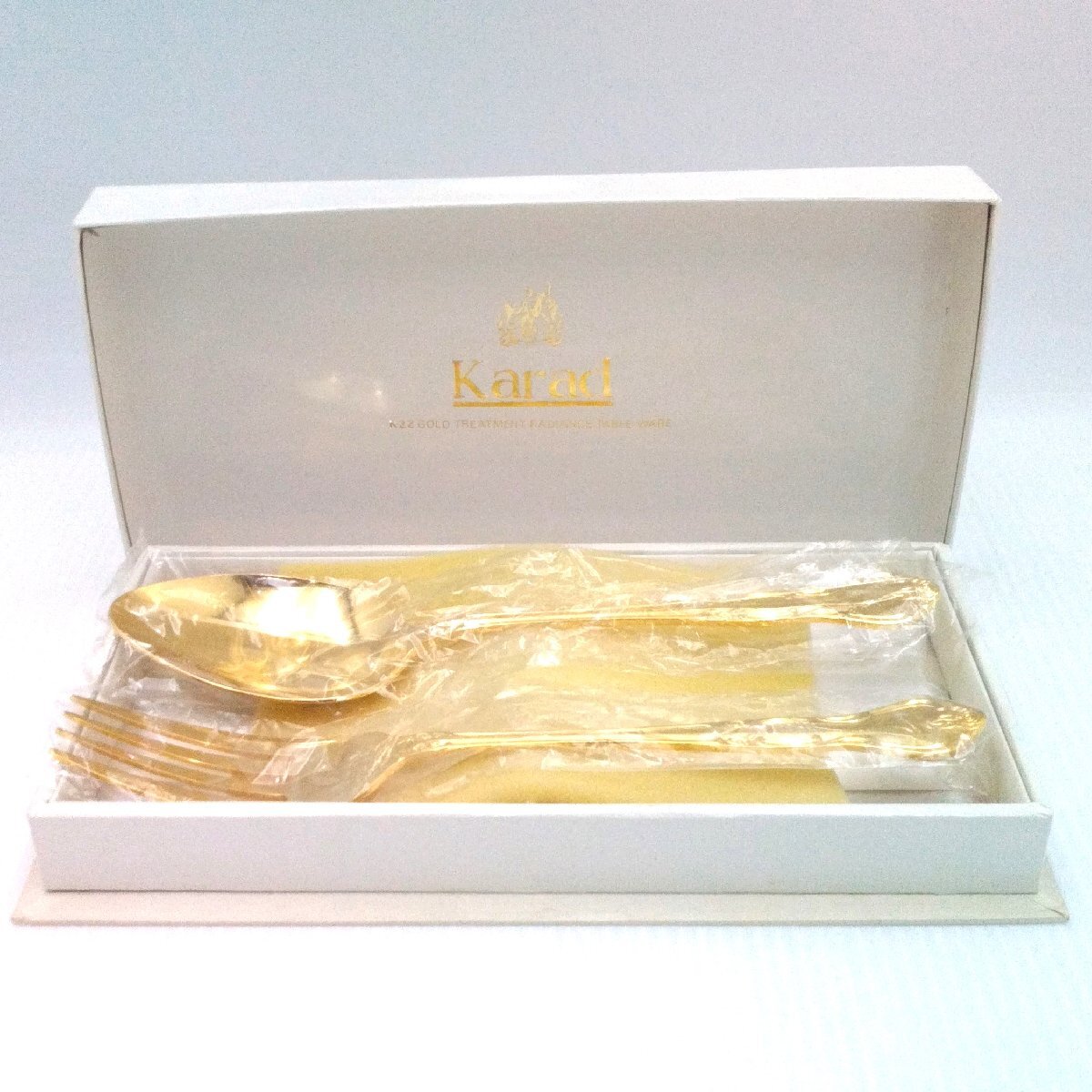 Karad K22 GOLD仕上げ サーバースプーン&フォーク 未使用箱入 カトラリー GOLD TREATMENT テーブルウェア ステンレス【道楽札幌】拍卖