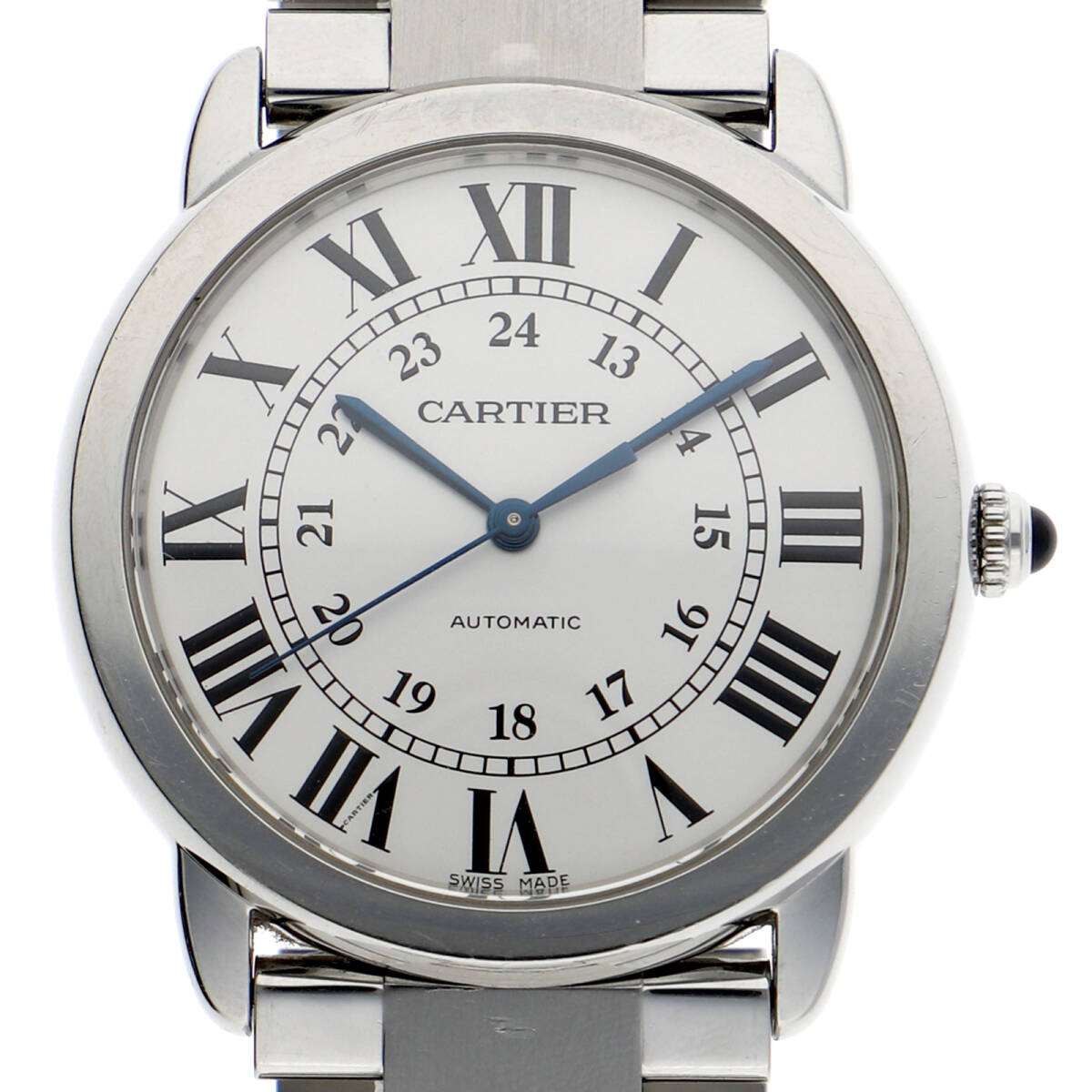 CARTIER カルティエ WSRN0012 ロンドソロ ホワイトダイヤル SS 自動巻き メンズ【125167】拍卖