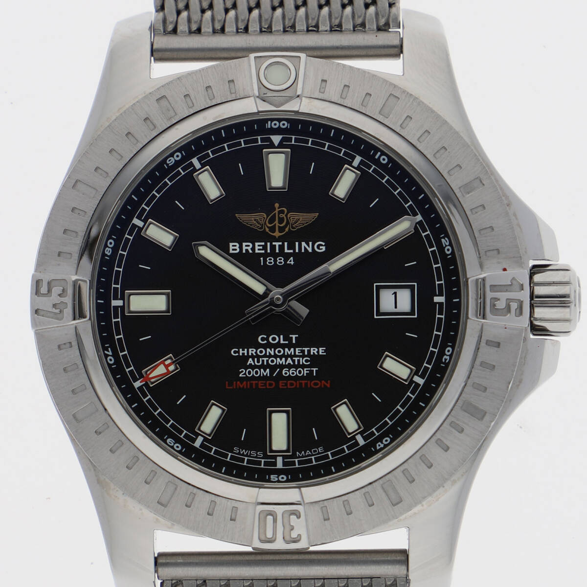 BREITLING ブライトリング A17388 コルト ブラックダイヤル SS 自動巻き メンズ【125160】拍卖