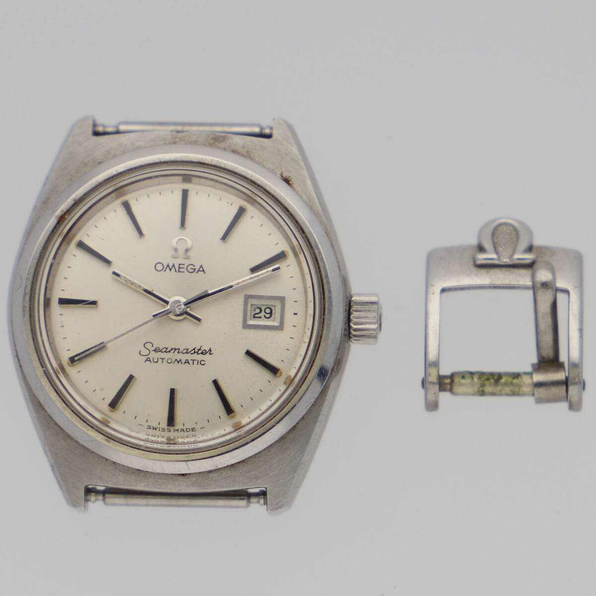 OMEGA オメガ シーマスター ケース,尾錠のみ シルバーダイヤル SS 自動巻き レディース【126701】拍卖