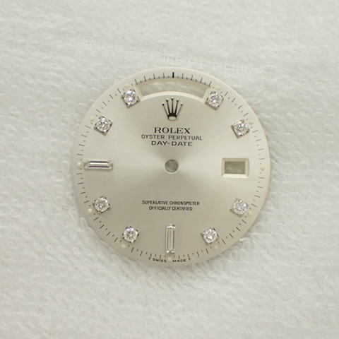 ROLEX ロレックス デイデイト Ref.18346A用 純正ダイヤ入り文字盤 針付き シルバーダイヤル【107187】拍卖