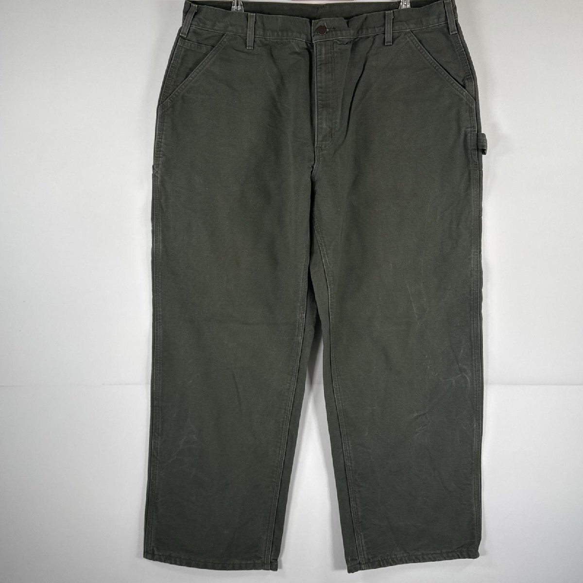古着 カーハート Carhartt ワークパンツ ダック ペインターパンツ 作業着 ワンポイント ロゴ 大きいサイズ w42 L30 オリーブグリーン拍卖