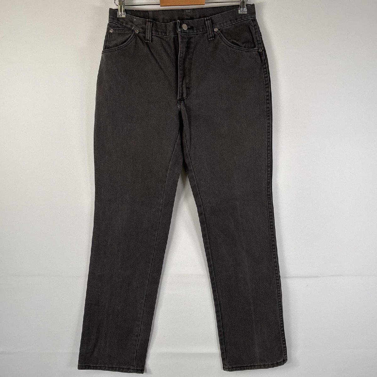 古着 ラングラー Wrangler USA製 デニムパンツ カラーデニム ストレート ブラックデニム コインポケット w32 L32 ダークグレー メンズ拍卖