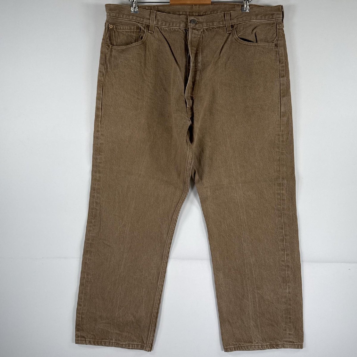 古着 リーバイス Levi's デニムパンツ 501 ジーパン ストレート 大きいサイズ ボタンフライ ビッグ カラーパンツ w44 L30 ブラウン系拍卖