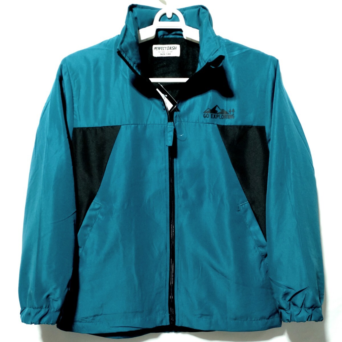 特価/未使用【サイズ=140cm】トリコット裏地付き/フード内蔵/子供/ウインドブレーカー/胸囲=65~72cm/green拍卖