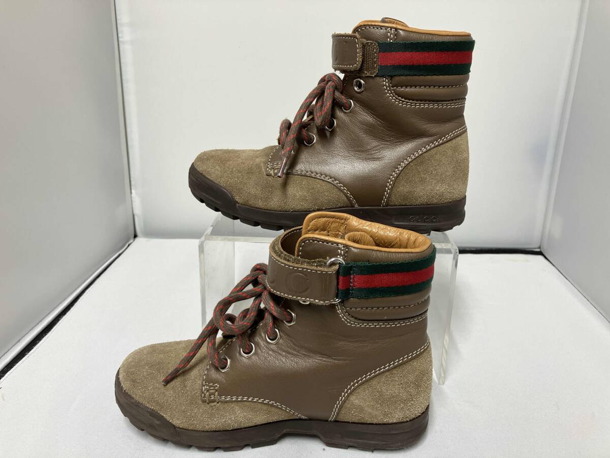 GUCCI BROWN SUEDE HIKING BOOTS グッチ ブラウン スェード ハイキング ブーツ サイズ29 17.5cm拍卖