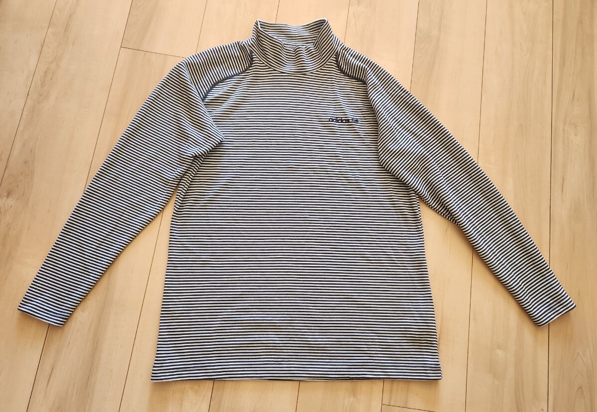 ★アディダスadidas★ストライプ タートルネック長袖カットソー★ネイビー★M拍卖