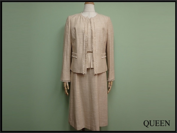 TOKYO SOIR セレモニースーツ・9▲東京ソワール/ノーカラージャケット/ツイード/ワンピース/@B1/25*2*1-15拍卖