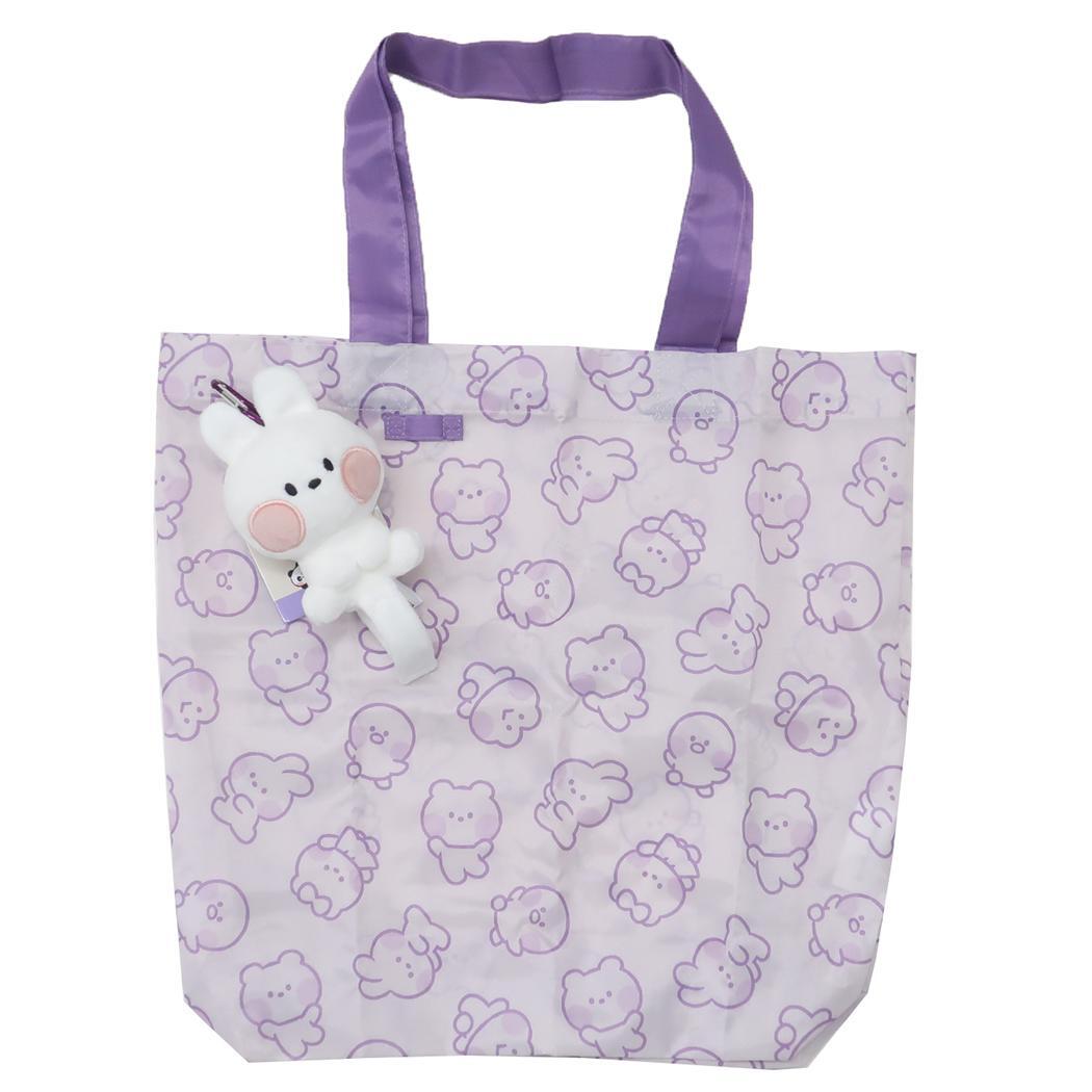 LINE FRIENDS minini ショッピングバッグ マスコット付きエコバッグ コニニ サンタン ぬいぐるみショッピングバッ拍卖