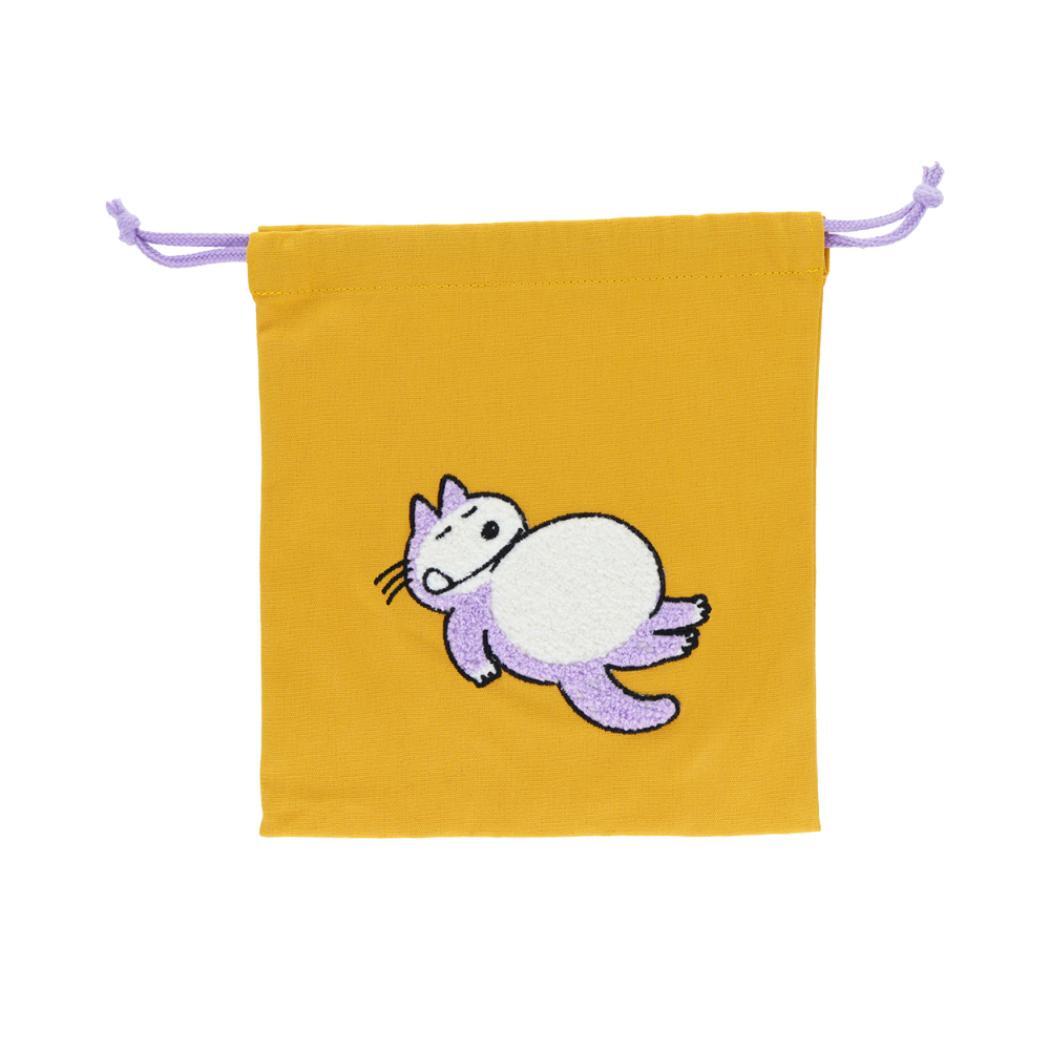 11ぴきのねこ 巾着袋 サガラ刺繍巾着 きんちゃくポーチ おなかぽんぽん サンスター文具 小物入れ 絵本キャラクター グッズ拍卖