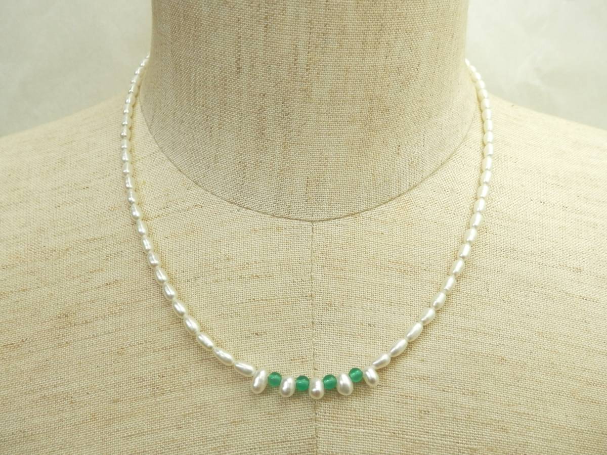 パール・真珠 ライスパール 天然クォーツ入りネックレス 約6g 現状品 売り切り拍卖