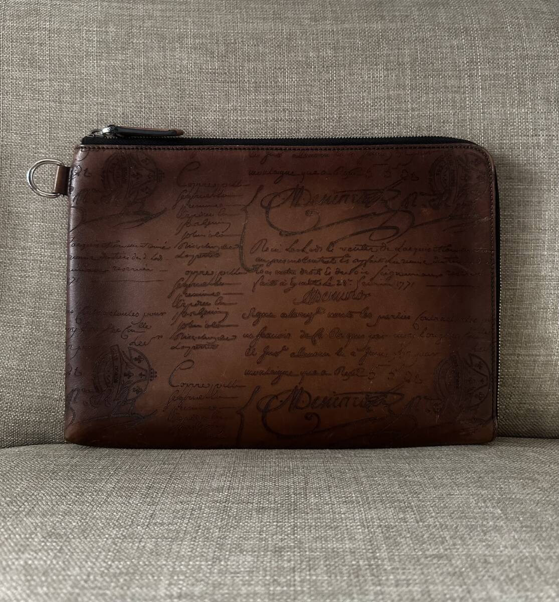 定価21,6万 Berluti Nino GM Scrit Leather Clutch Bag ベルルッティ ニノGM スクリットレザー クラッチバッグ セカンドバッグ ブラウン拍卖