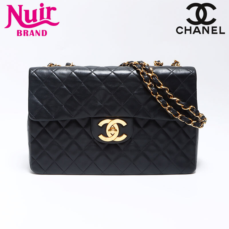 シャネル CHANEL ショルダーバッグ ココマーク デカマトラッセ 3番台 ラムスキン 34cm ブラック拍卖