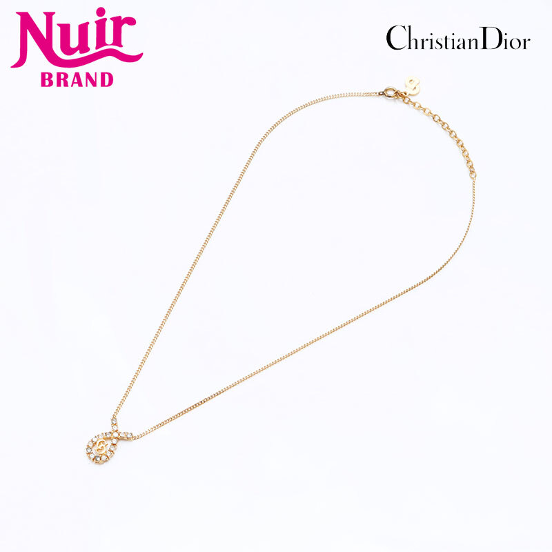 クリスチャンディオール Christian Dior ネックレス ロゴ ラインストーン ゴールド拍卖