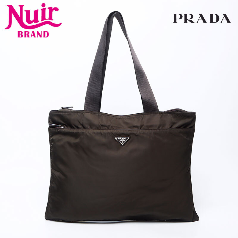 プラダ PRADA トートバッグ ナイロン 三角ロゴタグ カーキ拍卖