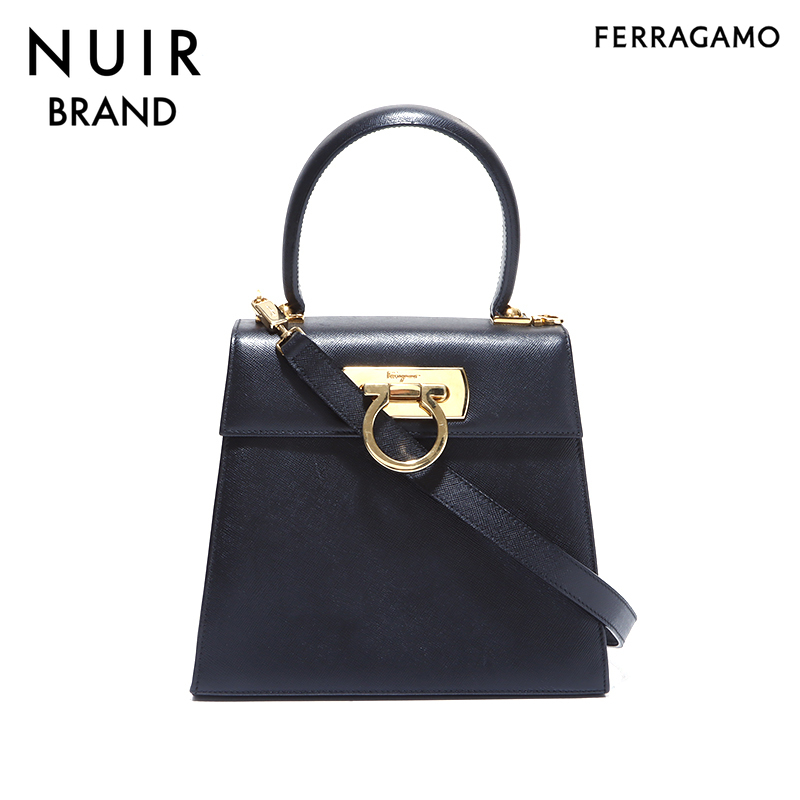 サルヴァトーレフェラガモ Salvatore Ferragamo ハンドバッグ ガンチーニ 2WAY ショルダー ブラック拍卖