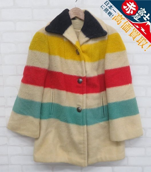 3J5986/HUDSON'S BAY ブランケットコート コンチョボタン イングランド製 ハドソンズベイ ジャケット ビンテージ拍卖