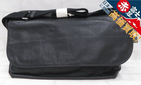 1B6951/未使用品 HUNTING WORLD カーフレザーメッセンジャーバッグ ハンティングワールド拍卖