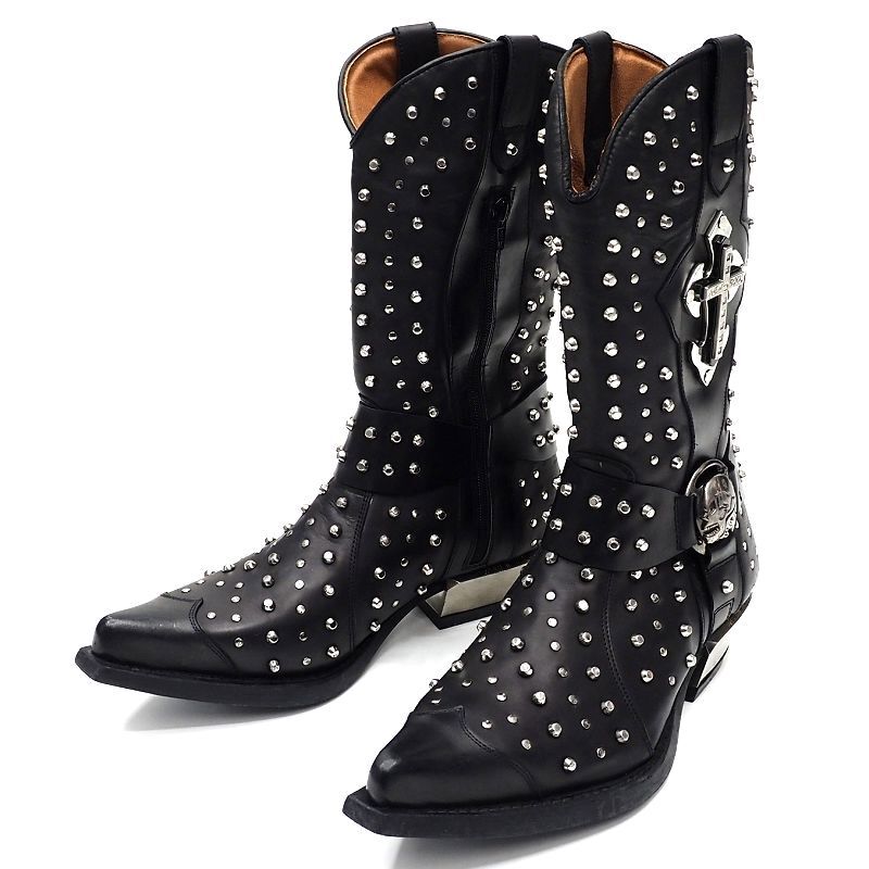 B06304 未使用品 NEW ROCK/レザーブーツ 【サイズ:41】 ブラック ウエスタン ニューロック メンズ拍卖