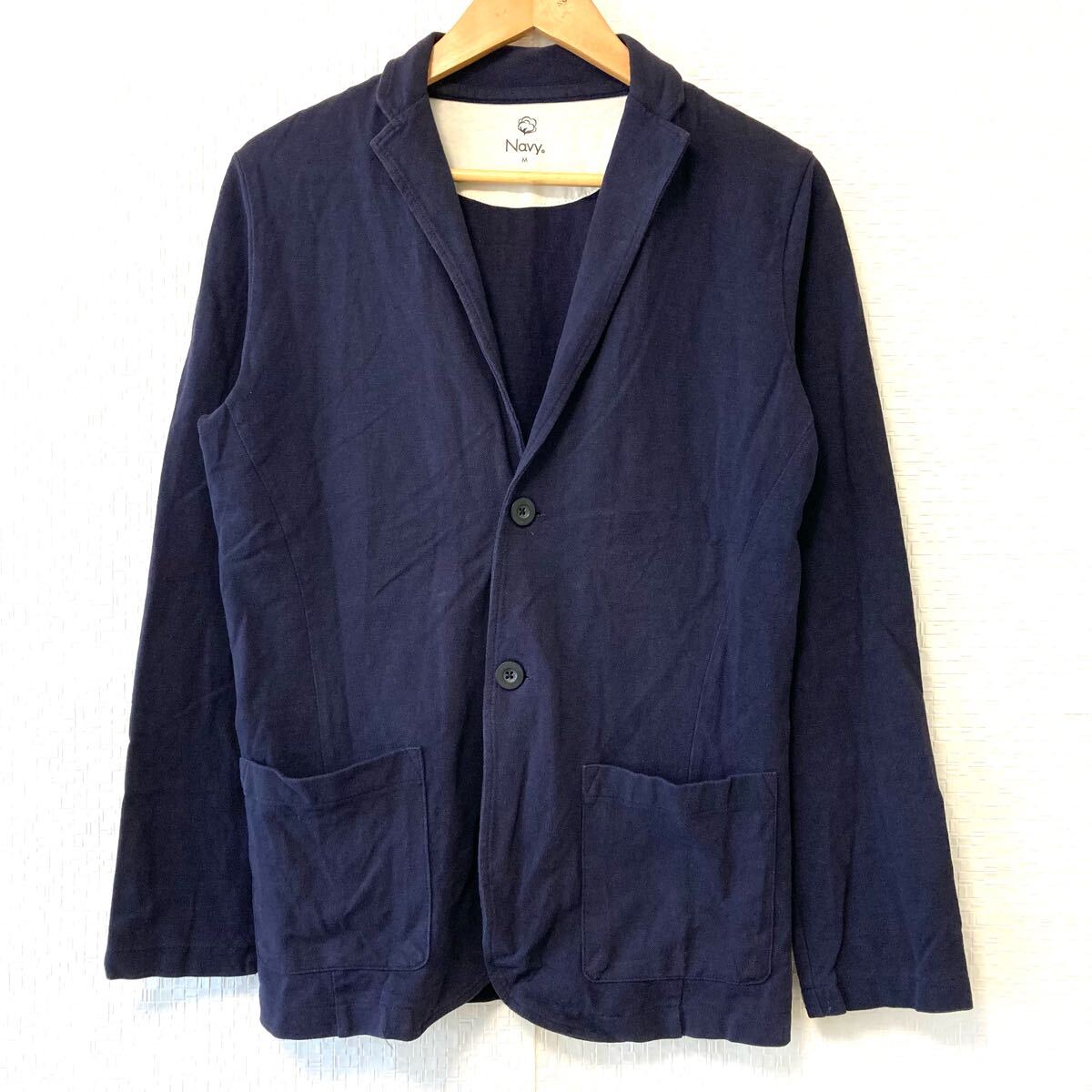 【NAVY】ネイビー オーガニックコットン テーラードジャケット 薄手 長袖 シンプル 無地 大人カジュアル 紺色 メンズ M/Y26525UU拍卖