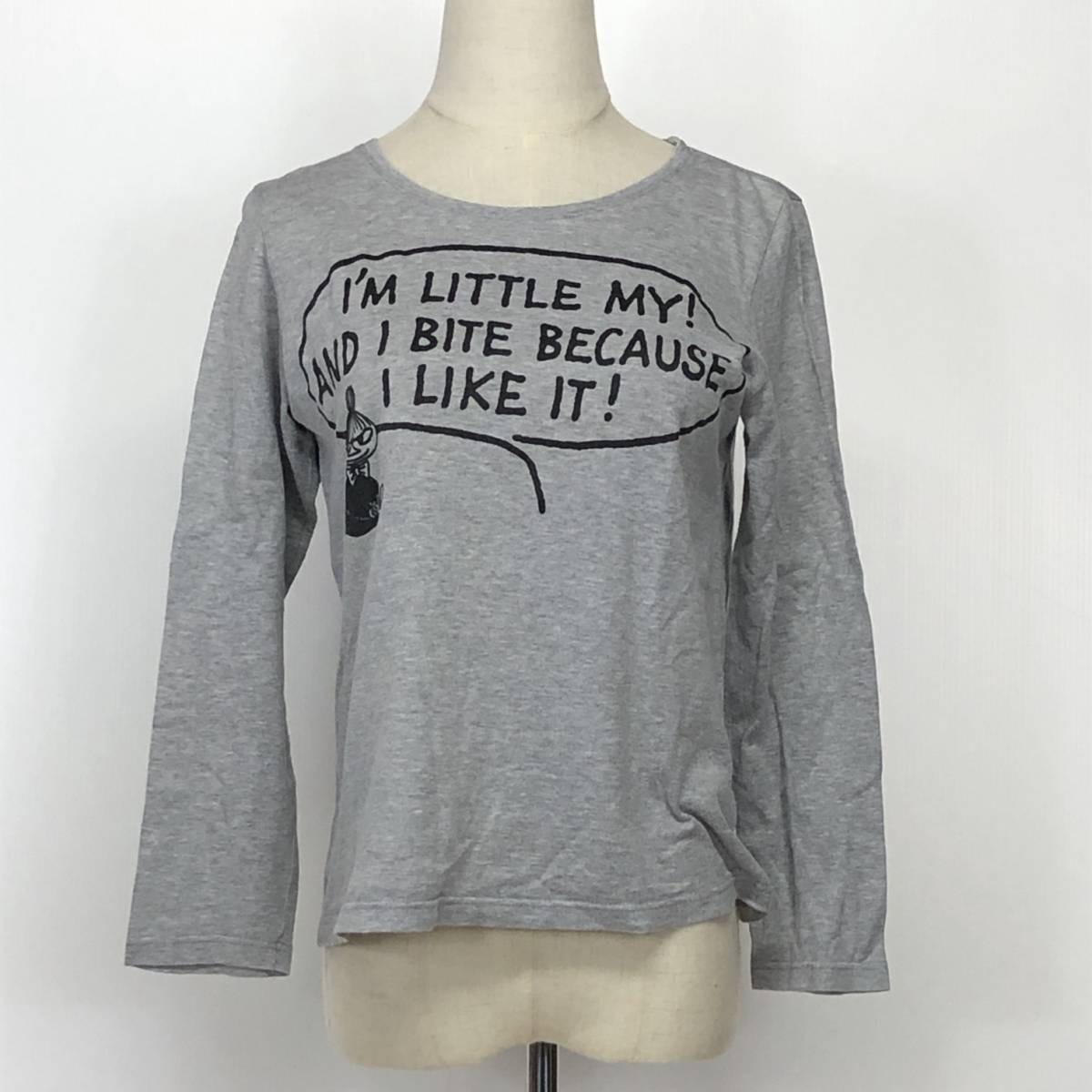 YX519 Dyrup. レディース トップス Tシャツ 長袖 丸首 薄手 伸縮性 プリント グレー 灰 英字プリント キュート おしゃれ カジュアル 春秋拍卖