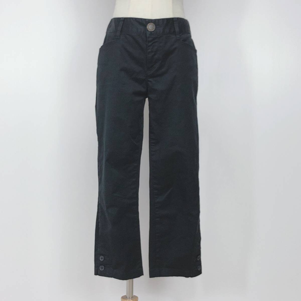 YX749 a.v.v.standard レディース パンツ サイド・後ろポケット ボタン チャック 4つ穴ボタン 薄手 Mサイズ 黒 無地 綿 クールシンプル春秋拍卖