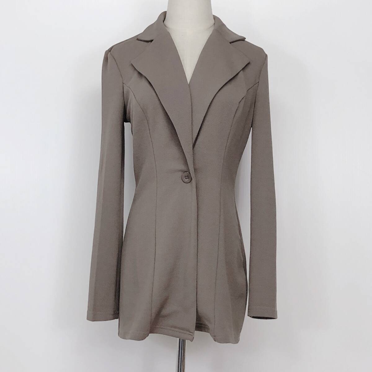 YX806 美品 SHEIN レディース トップス ジャケット 長袖 襟付き 4つ穴ボタン 薄手 伸縮性 Sサイズ 茶 無地 おしゃれキュートカジュアル春秋拍卖