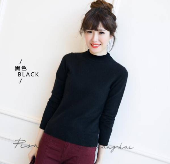 ☆冬暖か着心地の良い婦人用カシミヤ混・ハイネックセーターXXL黒☆拍卖