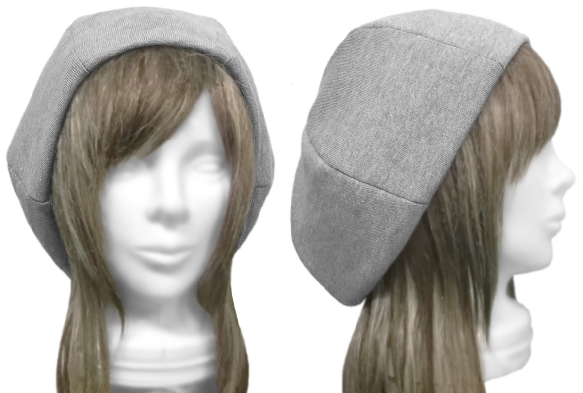 ハンドメイド◆ふんわり・ゆったりベレー帽◆コットンスウェットニット/杢グレー ◇小顔効果・オールシーズン着用◇拍卖