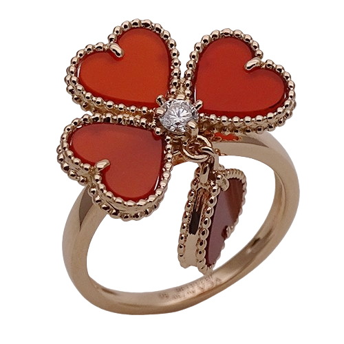 ヴァンクリーフ&アーペル リング ハート スウィート ハート アルハンブラ エフイヤージュ レディース 指輪 750PG カーネリアン 約10号拍卖