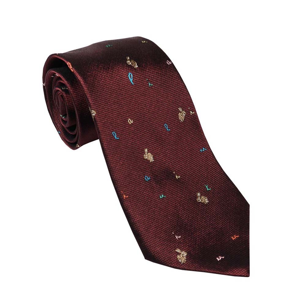 【当店在庫有】ポールスミス ネクタイ FW22 M1A-0TIE-J41194-28 BURGUNDY/BORDE ワインレッド系 ウサギ ロゴ文字 ポール・スミス拍卖