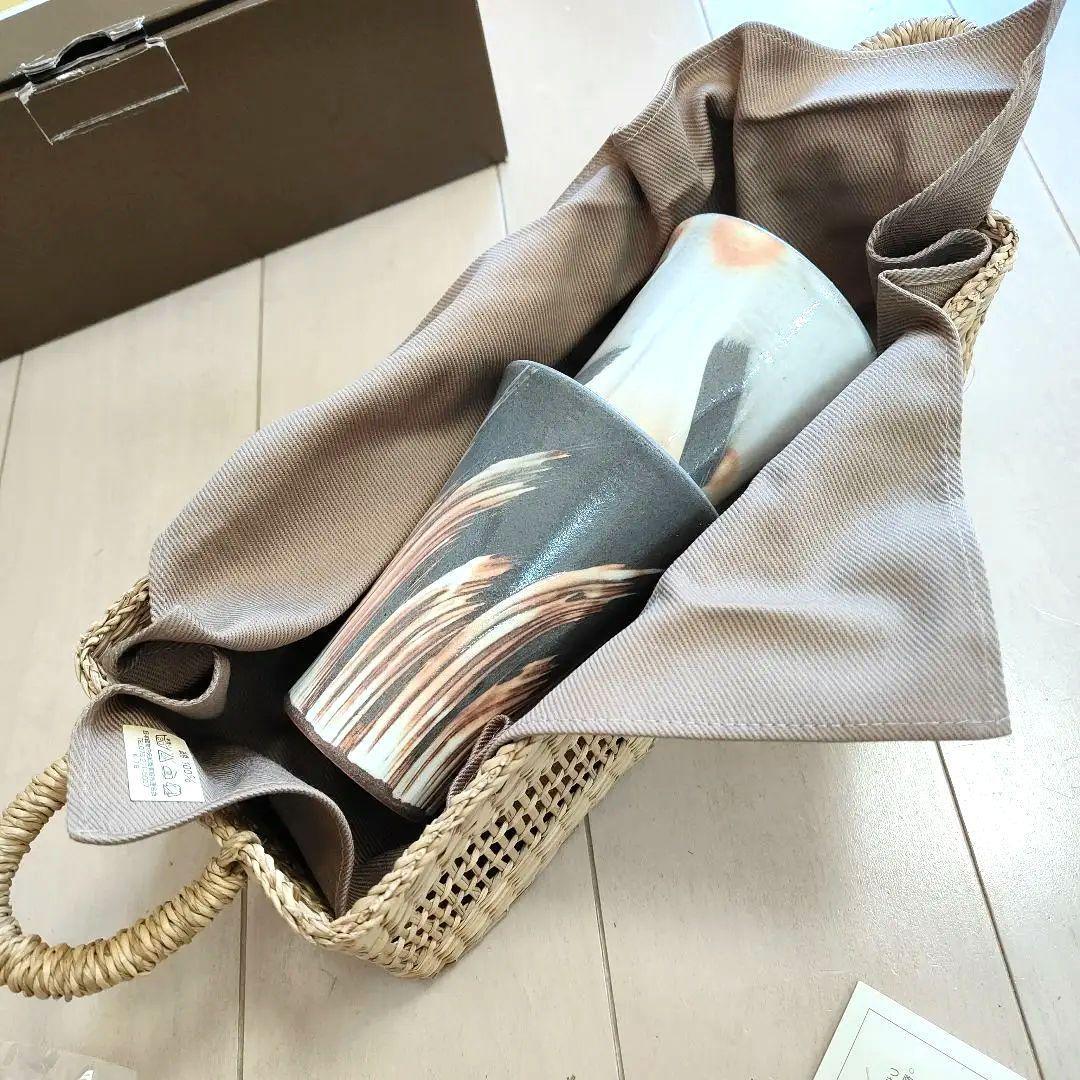 たち吉 ペアビールグラス かご&特製クロス付き 陶磁器 コーヒー用にも拍卖