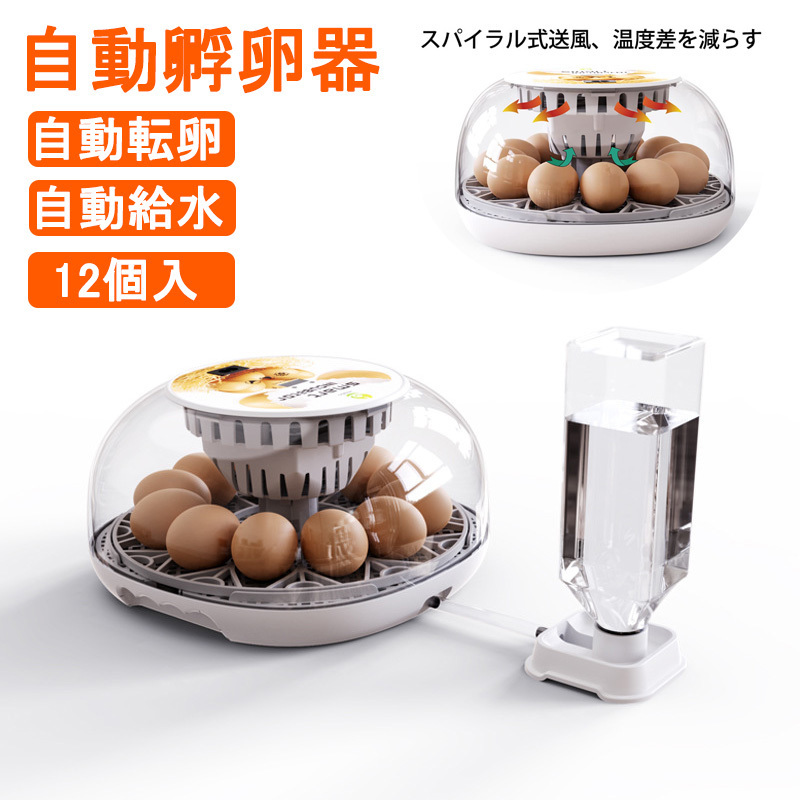 自動孵卵器 ふ卵器 温度表示 自動転卵/加湿 鶏卵12個入卵可能 ニワトリ・ウズラ・ガチョウの卵など 定温ふ卵機 孵化器 孵化装置 ホワイト拍卖