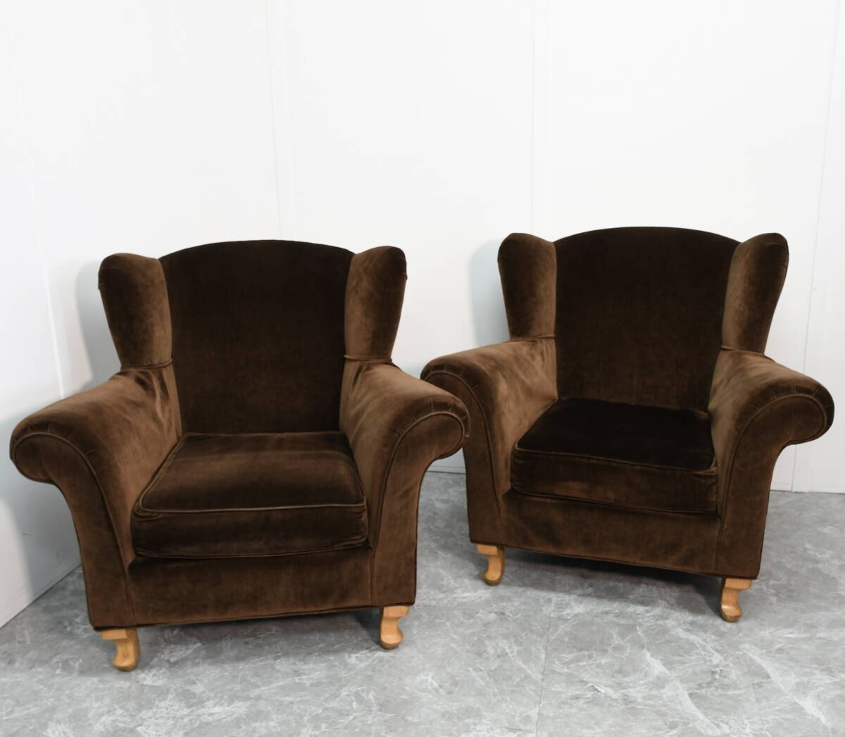 2客セット ハイバックソファ 座り心地がいい 一人掛け ソファー 背もたれが高い ソファー ベロア ファブリック アームチェア拍卖